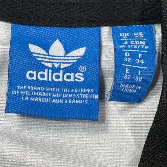 Adidas Track Jacket Womens XS Big Firebird Logo Black Shell Pattern Bomber Zip - Picture 5 of 9